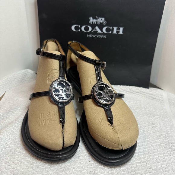 Coach Shoes - Coach Black Sandals with Silver Accent COACH